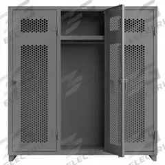 STRONG HOLD Locker: 72 in x 24 in x 75 in, Ventilated, 1 Tiers, 3 Units Wide, Padlock Hasp, Steel (MPN 66-3H-24-1T-L). Key specifications — Brand: STRONG HOLD; Locker Color: RAL 7037 "Dusty Gray"; Door Type: Ventilated; Locker Material: Steel; Assembled: Assembled; Number Plate Included: No.