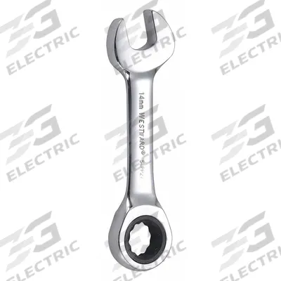 WESTWARD Combination Wrench: Alloy Steel, Chrome, 14 mm Head Size, 4 3/8 in Overall Lg - Metric 12-Point Ratcheting Combination Wrenches