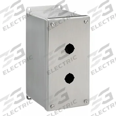 HOFFMAN Push Button Enclosure: 22mm, 2 Holes, 304 Stainless Steel - Enclosures for 22mm Operators