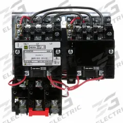 SQUARE D Magnetic Motor Starter: Reversing, 3 Poles, NEMA Size 0, 18 A, 120V AC Coil (MPN 8736SBO4V02S). Key specifications — Brand: SQUARE D; Coil Voltage: 110/120V AC; Phase: Three; Operator: None; Terminal Connection Type: Screw Clamp Terminals; Includes Pilot Light: No; Operator Controls: None; Auxiliary Contacts Included: No Auxiliary Contacts Included.