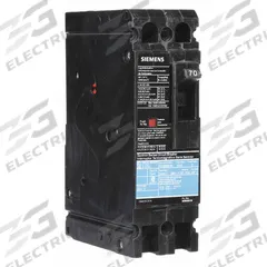 SIEMENS Molded Case Circuit Breaker: 70 A Amps, 10kA at 240V AC, Fixed, Load Side Lug, Any, ED2 (MPN ED22B070). Key specifications — Phase Connection: Any; Instantaneous Trip: Fixed; Terminal Connection: Load Side Lug; Series: ED2; Max. AIR Rating: 10kA at 240V AC.
