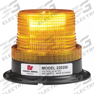 FEDERAL SIGNAL Beacon Light: Flashing Beacon, Amber, 3 5/8 in Overall Ht, LED - Vehicle Flashing Beacons