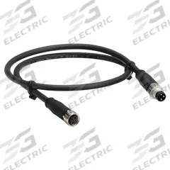 Cordset: M8 Female Straight X M8 Male Straight, 4 Pins, Black, PUR, 5 m Cable Lg (MPN 21348081489050). Key specifications — Cable Jacket Color: Black; End 1 Mounting Orientation: Straight; End 1 Gender: Female; End 1 Connection Type: M8; Cable Jacket Material: PUR; Brand: HARTING; IP Rating: IP67; End 2 Connection Type: M8.