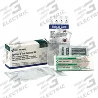 FIRST AID ONLY Splinter/Tick Removal Kit: Splinter & Tick, 1 People Served, 16 Components, Plastic (MPN 7108). Key specifications — Adhesive Bandages Included: (5) Bandages; Application: Splinter & Tick; Brand: FIRST AID ONLY; Housing Color: Clear; Housing Material: Plastic; Includes Oral or Inhalant Medication: No Medication Included; Mountable: Portable; Oral and Inhalant Medicinals Included: No Oral/Inhalant Medicinals.