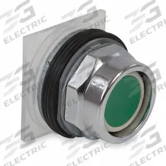 SCHNEIDER Recessed Push Button: Green, 30 mm Mounting Size, Metallic, Momentary (MPN 9001KR2G). Key specifications — Brand: SCHNEIDER; Action: Momentary; Series: 9001K; Push Button Material Type: Metallic.