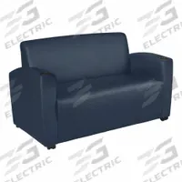 REGENCY Love Seat: Blue, Navy Blue, 4 Casters/Glides, Built-In Cup Holders, 56 in Overall Wd, Vinyl (MPN 7702BE). Key specifications — Brand: REGENCY; Features: Built-In Cup Holders; Frame Color: Navy Blue; Back Material: Vinyl; Seat Material: Vinyl; Chair Material: Vinyl.