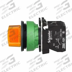 SCHNEIDER Selector Switch: 30 mm Panel Mounting Size, 2 Positions, Short Lever, 1NO/1NC (MPN XB5FK125G5). Key specifications — AC Contact Rating: 3 A @ 240 V; Action: Maintained/Maintained; Cam: No Cam Included; DC Contact Rating: 0.27 A @ 250 V; Hazardous Location Specification: Not Rated; Operator Head Material: Plastic; Operator Head Type: Short-Handled Knob; Operator Illumination: Illuminated.
