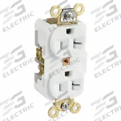 HUBBELL Receptacle: Duplex, 5-20, White, 125V AC, 20 A, 2 Pole / 3 Wire (MPN HBL5362W)