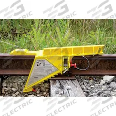 ALDON Rail Track Derailer: Derailer, Freight Car, 10 mph Speed - Max, Sign Included, Sign Holder (MPN 4014-06-S). Key specifications — attr1385012: ALDON; attr1385058: Derailer; attr1385021: Freight Car; attr1385034: Sign Holder.