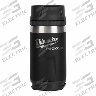 MILWAUKEE Insulated Mug: 12 oz Capacity, Black, Stainless Steel, 7 in Overall Ht - Insulated Stainless Steel Water Bottles