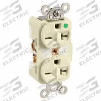 HUBBELL Receptacle: Hospital Grade Fed. Spec., Duplex, 6-20R, Ivory, 250V AC, 20 A, 2 Pole / 3 Wire (MPN HBL8400I)