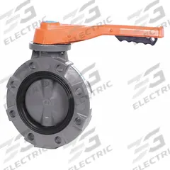 HAYWARD Butterfly Valve: 4 in Pipe Size, Concentric, 150 psi Max. Pressure (CWP), Wafer, FKM, FKM (MPN BYV44040A0VL000). Key specifications — Brand: HAYWARD; Handle Type: Lever; Disc Material: Glass-Filled Polypropylene.