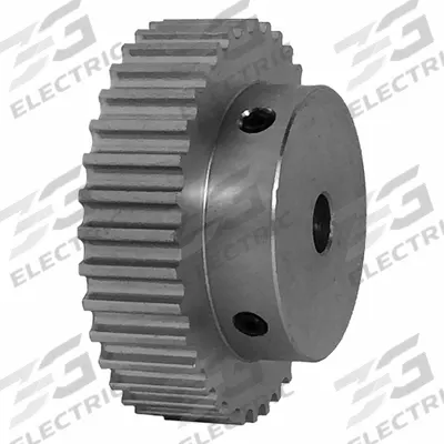 Dayton Timing Pulley: Curvilinear, Fixed, For HTD Timing Belt Section, For 9 mm Belt Wd - HTD Section Fixed-Bore Timing Pulleys with Hub