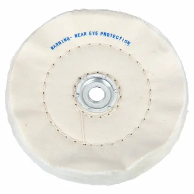 OEM Buffing Wheel: Cotton, Cushion Sewn, 6 in Dia, 1/2 in Thick - Light Scratch Removal & Buffing Wheels