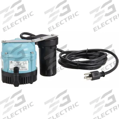 LITTLE GIANT Condensate Removal Pump: 115V AC, 1/16 hp, 3.42 gpm, 10 ft Max. Head - In-Pan Condensate Removal Pumps