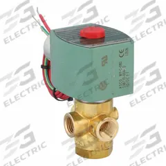 REDHAT Solenoid Valve: 3-Way, Normally Closed, 1/4 in Pipe Size, 12V DC, Direct Mount, Brass Body (MPN 8320G182). Key specifications — Pipe Size: 1/4 in; Voltage: 12V DC; Brand: REDHAT; Coil Enclosure: Watertight.
