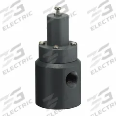 PLAST-O-MATIC Adjustable Back Pressure Relief Valve: PVC, FKM, 1/4 in x 1/4 in, FNPT x FNPT (MPN RVD025V-PV). Key specifications — Brand: PLAST-O-MATIC.