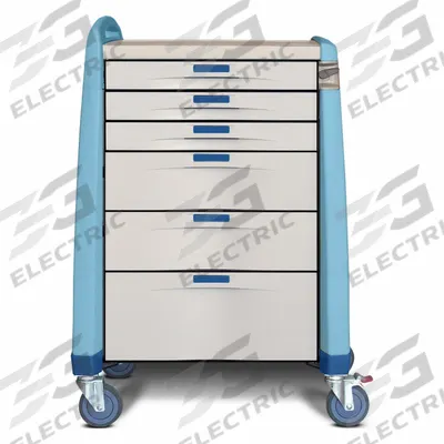 CAPSA HEALTHCARE Anesthesia Cart: Polymer, (1) Swivel with Brake/(3) Swivel, Blue - Medical Procedure Carts