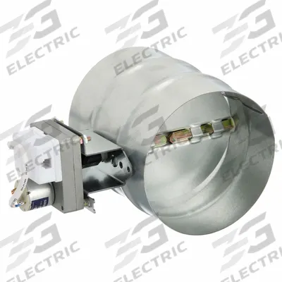 Dayton Remote Motorzed Balancng Damper,8" dia: 8 in Duct, 6 3/8 in L, Steel, 9V DC - Round Motorized Balancing Dampers