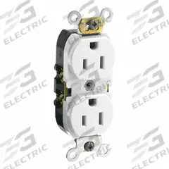 LEVITON Duplex Receptacle Outlet: Duplex, 5-15, White, 125V AC, 15 A, 2 Pole / 3 Wire (MPN CR015-W)