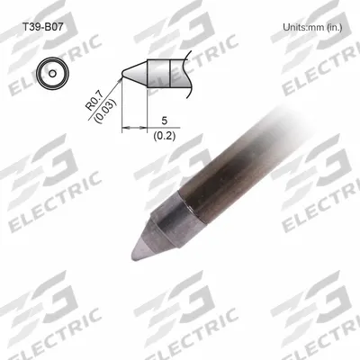 HAKKO Soldering Tip: T39 Series, Conical, 0.7 mm W - T39 Series Soldering Tips
