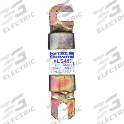 MERSEN Forklift Limiter Fuse: ALS Series, Bolt-On, Gen Purpose, 450 A, 125 V DC - Fast-Acting & General Purpose Bolt-On Fuses