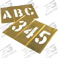C.H. HANSON Stencil Set: 0 to 9/Ampersand (&)/A to Z/Dash (-)/Dollar Sign ($)/Period (.), Brass (MPN 10156). Key specifications — Includes: (3) A, I, N, O, S, 1, 0, Spacer; Characters Included: Dollar Sign ($); Interlocking Orientation: Horizontal; Brand: C.H. HANSON; Included Characters: Period (.).