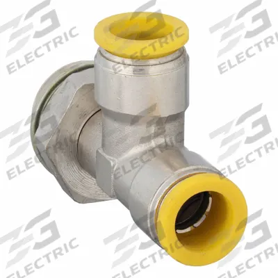 PARKER Push-Fit Tee Fitting: 4 mm OD x 12 mm OD x 1/2 in Pipe Size, Brass - Nickel-Plated Brass Tube Fittings