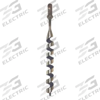 AMS Flighted Screw Auger Head: Carbon Steel, 1 1/2 in Overall Dia, 12 in Overall Lg - Soil Auger Accessories