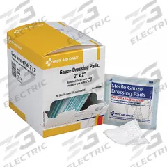 FIRST AID ONLY Gauze Pad: 2 in Dressing Lg, 2 in Dressing Wd, Gauze, Sterile, 50 PK (MPN H209). Key specifications — Water Resistance: Not Water Resistant; Unitized: Unitized; Standards: ANSI/ISEA Z308.1-2015; Manufacturer Part Number: H209; Package Type: Box; Product Type: Gauze Pad; Sterility: Sterile; Brand: FIRST AID ONLY.