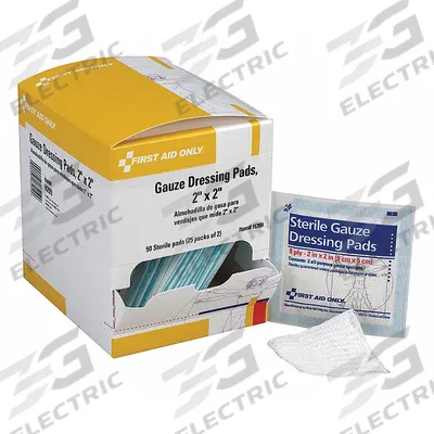 FIRST AID ONLY Gauze Pad: 2 in Dressing Lg, 2 in Dressing Wd, Gauze, Sterile - Gauze Pads