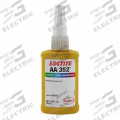 LOCTITE UV Curable Adhesive: AA 352, UV Cured, 50 mL, Bottle, Clear (MPN 135412). Key specifications — Series: AA 352; Cured Color: Clear.