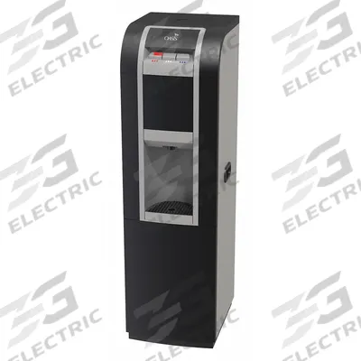 OASIS Plumbed Water Dispenser: Freestanding, Cold/Hot, Gray, Carbon Fiber, 45 3/8 in Ht - Freestanding Plumbed Water Dispensers with Filtration