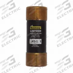 BUSSMANN Fuse: JKS Series, Class J, Cylindrical Body, Fast-Acting, 3 A, 600 V AC, Non-Indicating (MPN JKS-3). Key specifications — attr1287274: JKS; attr211200: BUSSMANN.