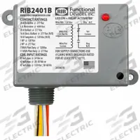 RIB Enclosed Pre-Wired Relay: 20 A Rating, 24V AC/DC/120V AC, SPDT, 0.50 in NPT (MPN RIB2401B). Key specifications — Nipple Size: 0.50 in NPT; Coil Voltage: 24V AC/DC/120V AC; Brand: RIB.