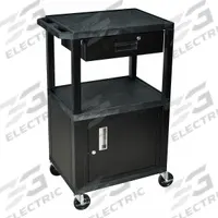 APPROVED VENDOR Audio-Visual Cart: 24 in L x 18 in W, 24 in L x 18 in W 42 1/2 in H, Plastic, Black (MPN WT42C2-B/WTD). Key specifications — Handle Type: Flat; Brand: APPROVED VENDOR; Color: Black; Configuration: (1) Cabinet.
