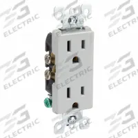 LEVITON Receptacle: Decorator Duplex, 5-15, Gray, 125V AC, 15 A, 2 Pole / 3 Wire (MPN 5325-GY)