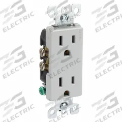 LEVITON Receptacle: Decorator Duplex, 5-15, Gray, 125V AC, 15 A, 2 Pole / 3 Wire (MPN 5325-GY)