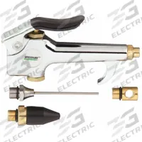 SPEEDAIRE Air Gun Kit: Thumb-Lever Grip, Chrome-Plated Zinc, 1/4 in Female NPT, 4 Nozzle(s), Focused (MPN 22YK41). Key specifications — attr1328526: Chrome-Plated Zinc; attr1328500: Safety Nozzle; attr1328508: SPEEDAIRE; attr1328515: No; attr1328533: No.