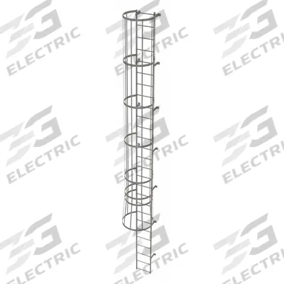 TRI-ARC Fixed Ladder with Safety Cage: 26 ft Overall Ht, 18 in Overall Wd, Steel - Safety Cage Fixed Ladders
