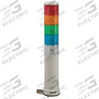 SCHNEIDER Tower Light Assembly: 5 Tier, Blue/Clear/Green/Orange/Red, Sounder Tier Included (MPN XVC6M55SK). Key specifications — Manufacturer Part Number: XVC6M55SK; Brand: SCHNEIDER; Operating Voltage: 100 to 240V; Light Tier Color: Orange.