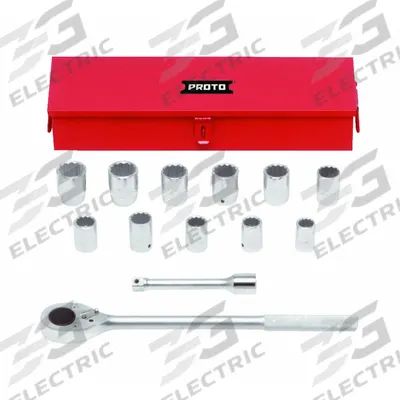 PROTO Socket Wrench Set: 3/4 in Drive, 13 Piece, 12-Point, SAE - SAE Socket Sets with Drive Tools