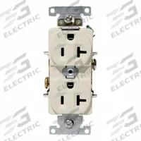 LEVITON Duplex Receptacle Outlet: Duplex, 5-20, Light Almond, 125V AC, 20 A, 2 Pole / 3 Wire (MPN C5362-T)