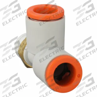 SMC Push-Fit Tee Fitting: 1/8 in Pipe x 5/16 in OD x 5/16 in OD Size, 36 29/32 mm Overall Lg - Polybutylene & Brass Tube Fittings
