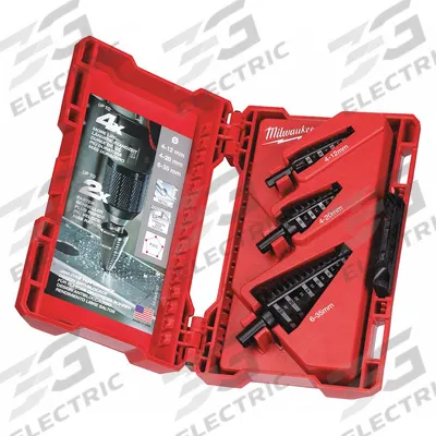 MILWAUKEE Step Drill Bit Set: 3 Pc, 4 mm to 35 mm - High-Speed Steel Step Drill Bit Sets