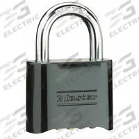 MASTER LOCK Combination Padlock: Scrolling Combo, Black, Zinc Die-Cast, Std Shackle, Steel Shackle (MPN 178D). Key specifications — Dial Color: Gold; Brand: MASTER LOCK.