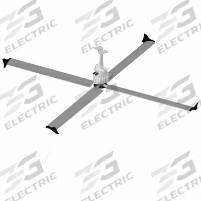SKYBLADE Ceiling Fan: 39,986 cfm Airflow, 10 ft Blade Dia, Variable Speeds, 120V AC - Industrial HVLS Ceiling Fans
