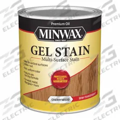 MINWAX Wood Stain: Wood Stain, Interior, Oil, 1 qt Container Size, Fiberglass/Metal/PVC/Wood, Minwax (MPN 66070000). Key specifications — Brand: MINWAX; Transparency: Semi-Transparent; Use Location: Interior; Sub-Brand: Minwax; Color: Cherrywood.