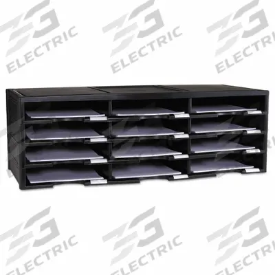 STOREX Literature Organizer: Black, 12 Compartments, Includes Label Holders - Literature Sorters