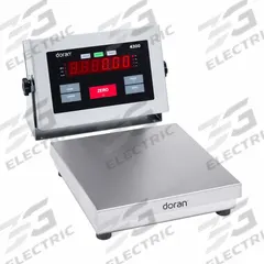 DORAN Industrial Bench Scale: 12 in x 12 in, IP69K, Corded Remote, 25 lb Wt Capacity - Imperial (MPN 4325/12). Key specifications — Connection Ports: 4-20 mA; Readability: 2 g/0.005 lb/0.1 oz; Brand: DORAN; Weighing Surface Material: 304 Stainless Steel.